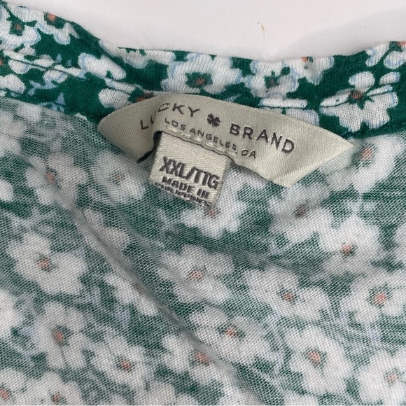 Lucky Brand Lightweight Green Floral Print Scoop Neck T-Shirt Sz XXL - Picture 5 of 5